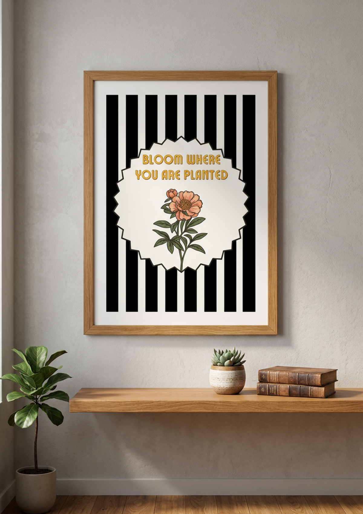Bloom Where You Are Planted Wall Art Printable | Black & White Floral Decor