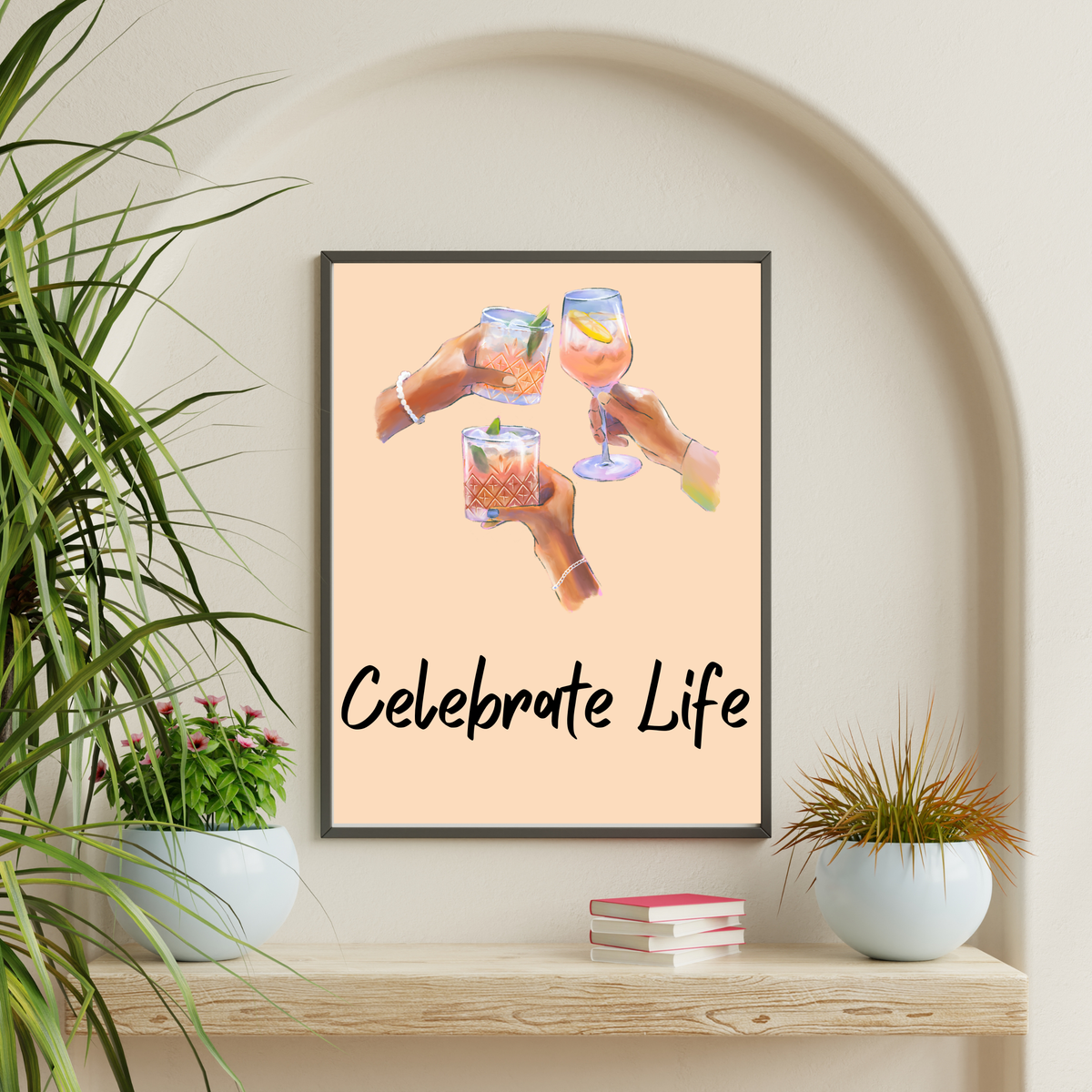 Celebrate Life Pink Wall Art Printable | Cheers Quote Wall Decor