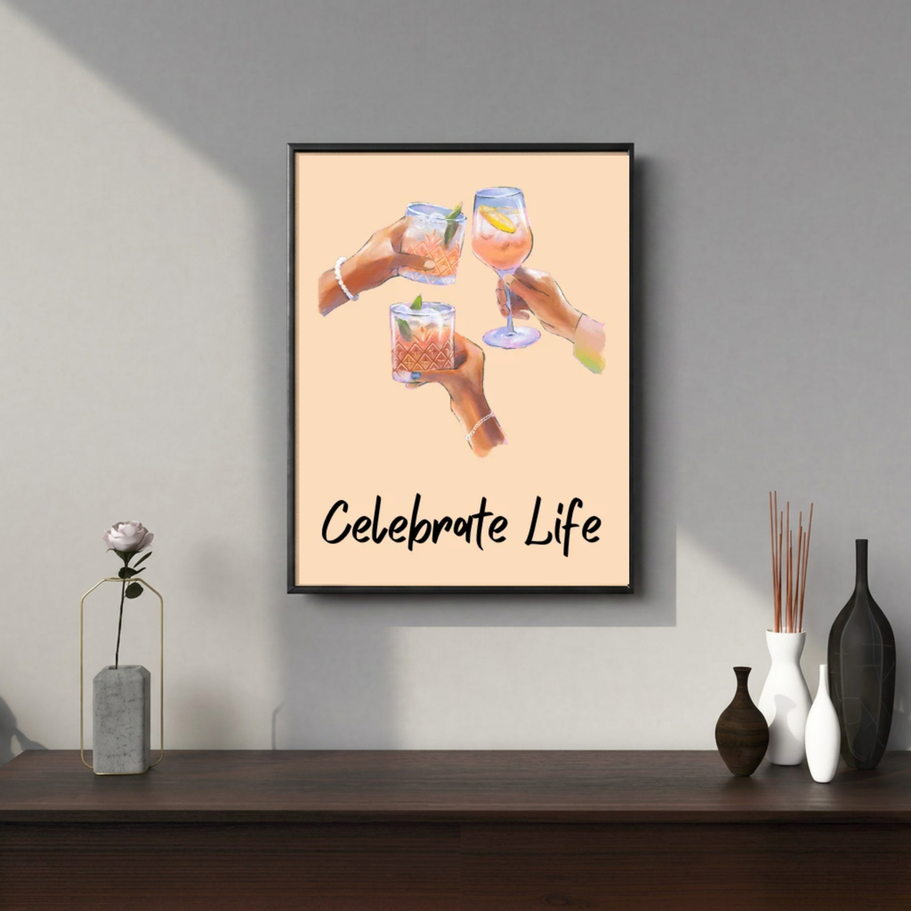 Celebrate Life Pink Wall Art Printable | Cheers Quote Wall Decor