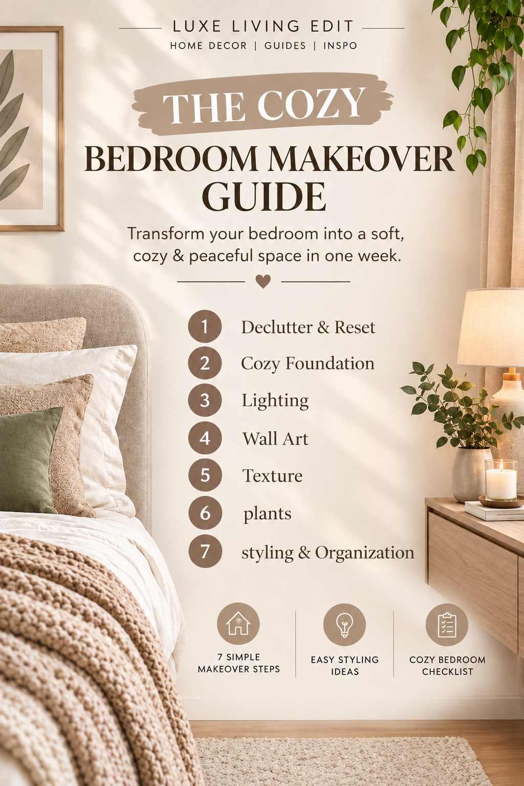 The Cozy Bedroom Makeover Guide | Easy Bedroom Decorating Plan & Checklist