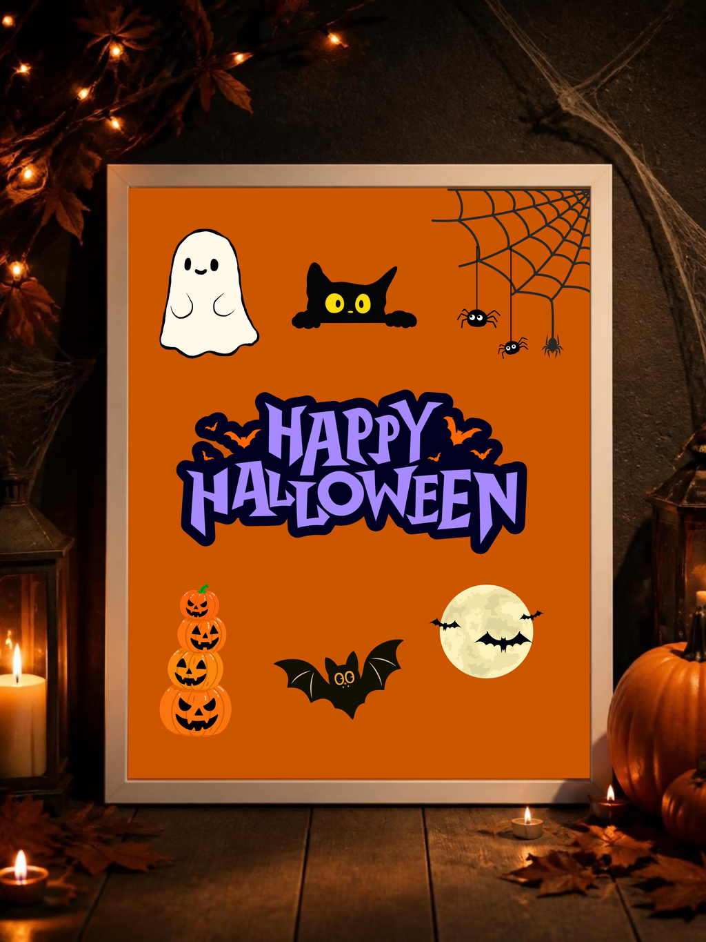 Happy Halloween Wall Art Printable | Halloween Decor | Spooky Digital Download