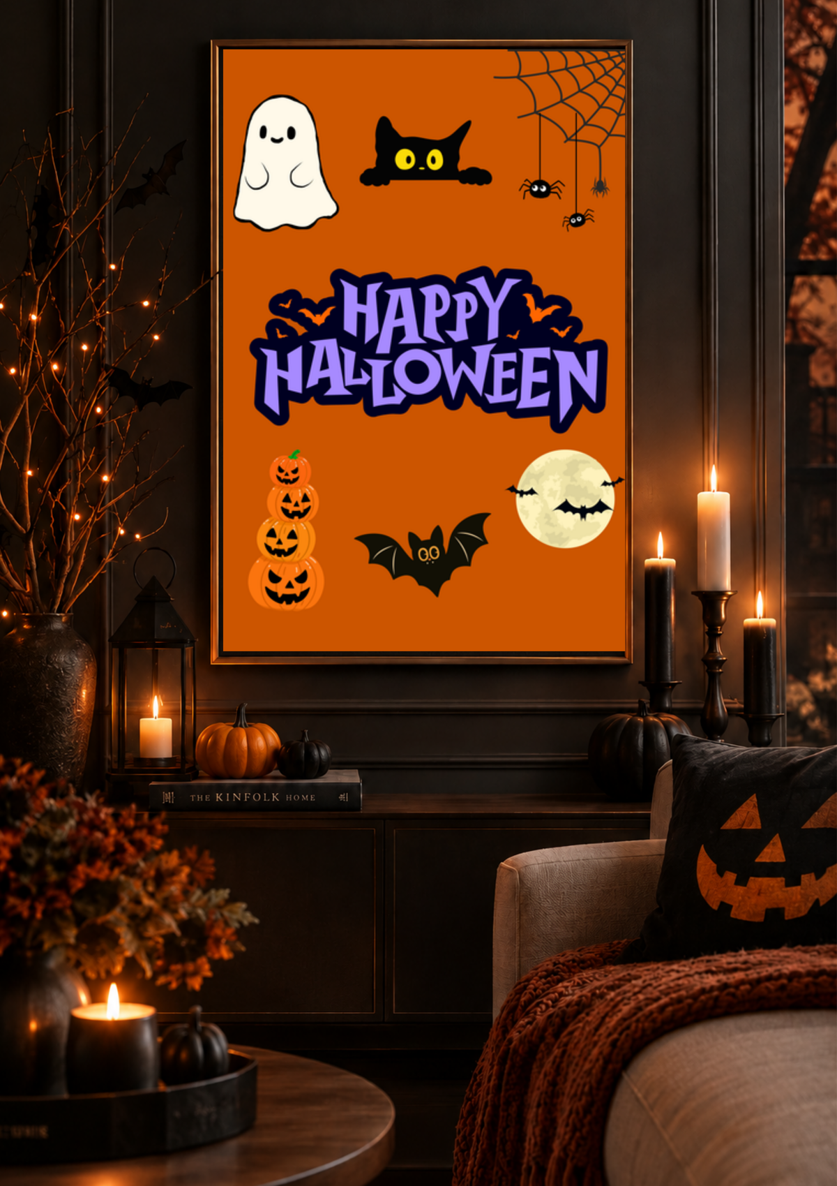 Happy Halloween Wall Art Printable | Halloween Decor | Spooky Digital Download
