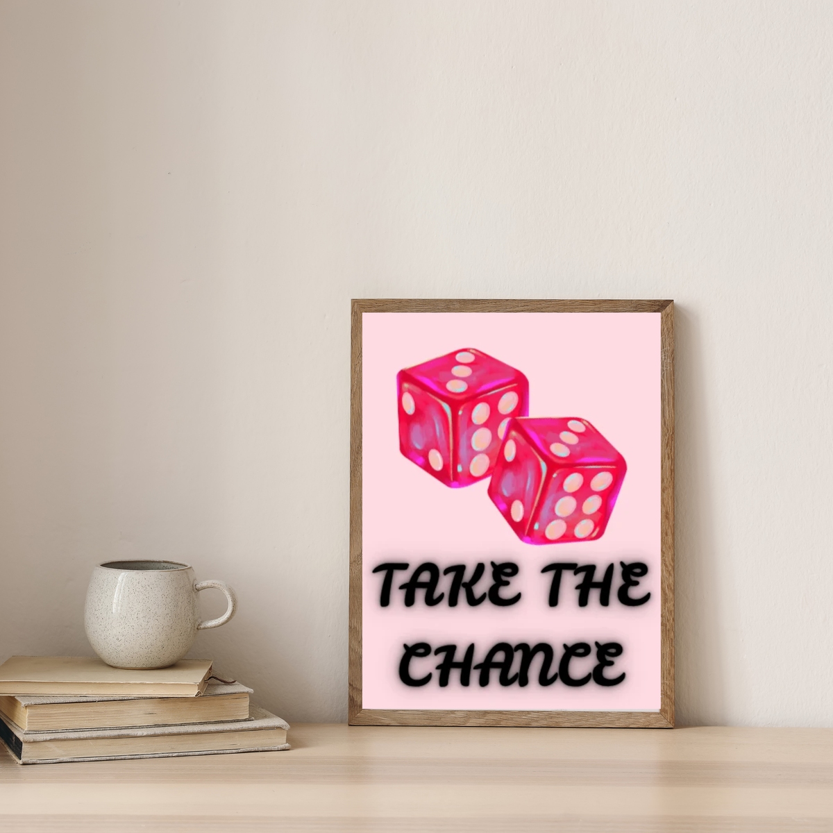 Take the Chance Pink Wall Art Printable | Motivational Dice Wall Decor